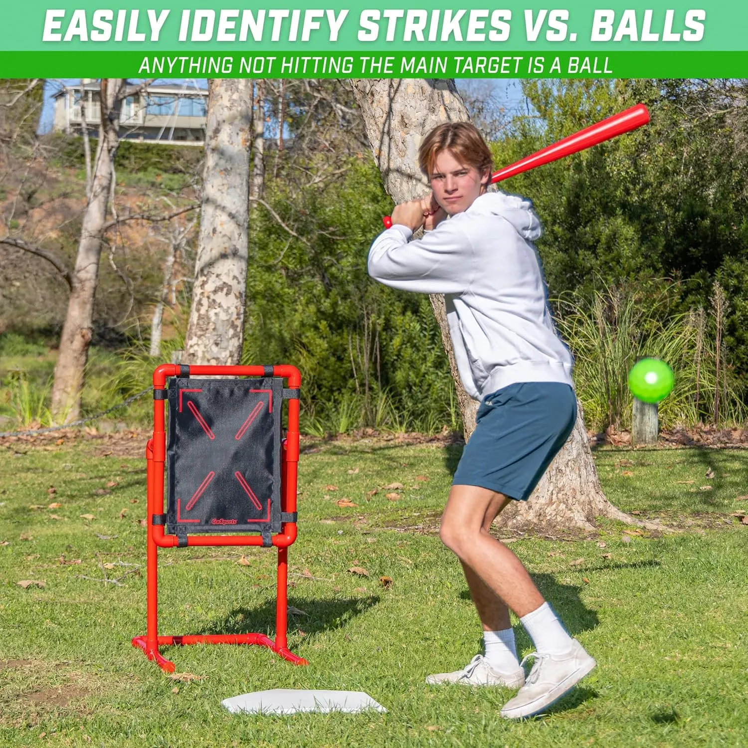 GoSports Baseball Strike Zone Target for Plastic Balls - Compatible with Blitzball and Wiffle Ball