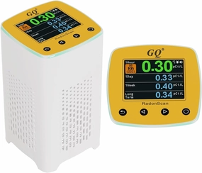 GQ Radon Detector Radonscan Home Radon Monitor Alpha Radiative Gas Radiation Design in USA Large Color Display Short and Long Term continuously Monitor Accurate Fast Sensitive Data Saving