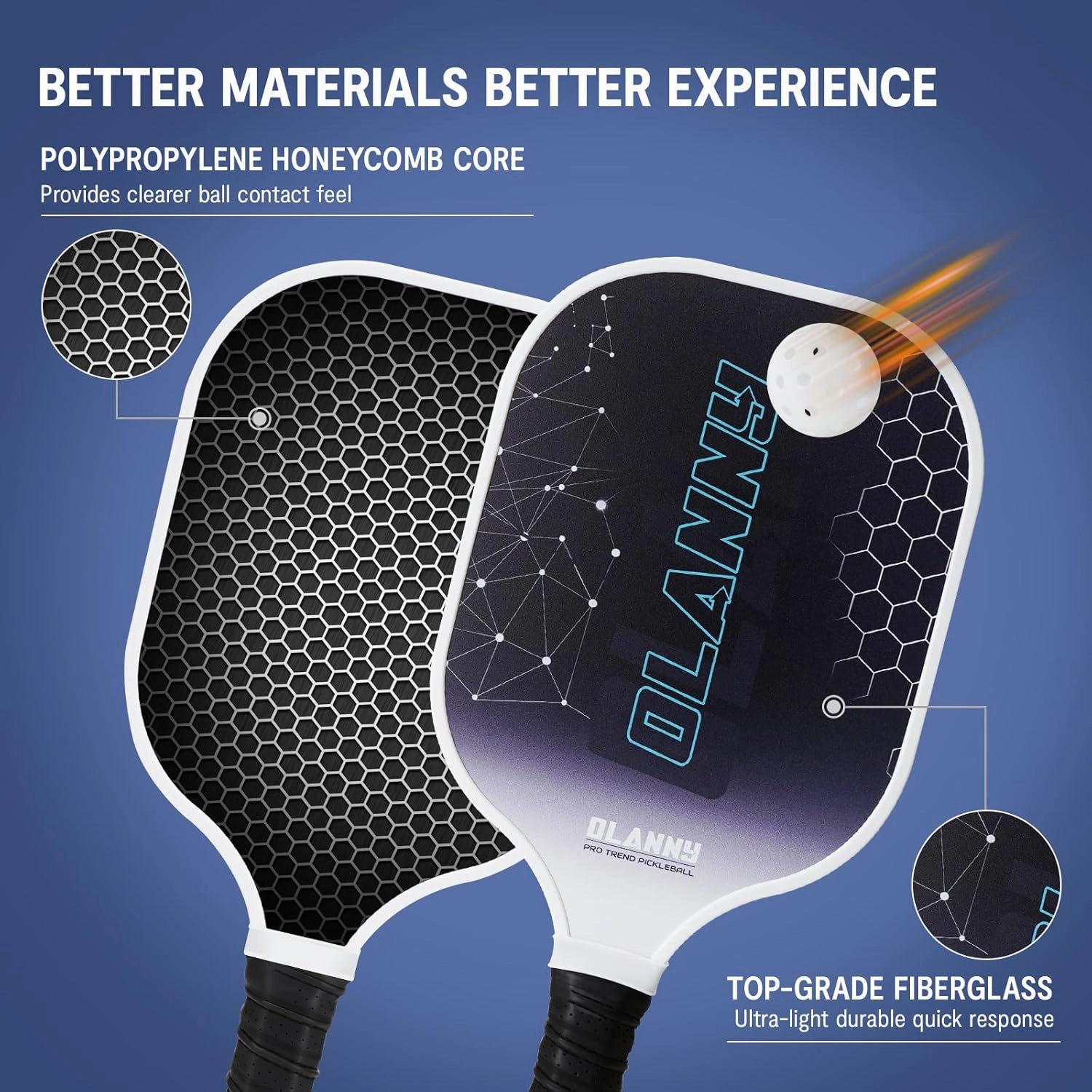 Graphite Pickleball Paddles Set- Premium Rackets Fiber Face & Polymer Honeycomb Core Pickleball Set Includes Pickleball Paddles   Pickleball Balls  Replacement Soft Grip   1 Bag