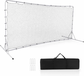 GYMAX Soccer Rebounder Net, 12' x 6' Soccer Equipment Set with All Weather Net, 6 Ground Stakes & Carrying Bag, Easy Setup Kickback Football Rebound Net for Backyard Soccer Practice, Training