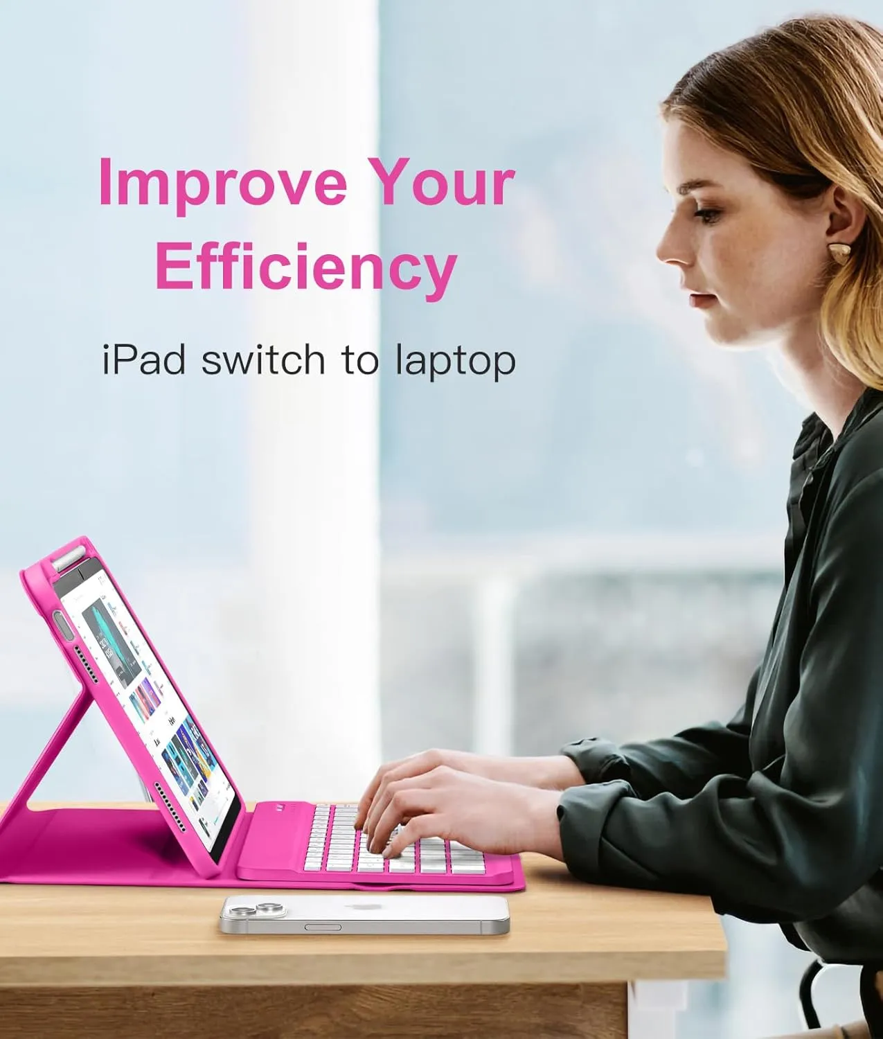 Hamile for iPad 11th 10th Generation Case with Keyboard - 7 Colors Backlit Wireless Detachable Folio Keyboard Cover with Pencil Holder for iPad 11-inch A16 2025 10th Gen 10.9 Inch 2022 (Hot Pink)