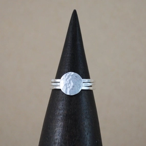 Hammered Disc Stacking Rings - Sterling Silver