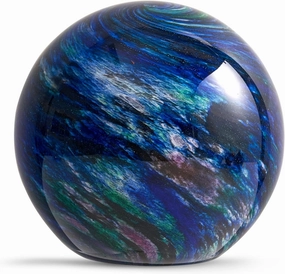 Hand Blown Glass Figurines Ball Ocean Waves,Office Paperweight Glass for Desk,Home Decor Collectible,Aquarium Decor,Office Decor Ocean Lovers (Planet)