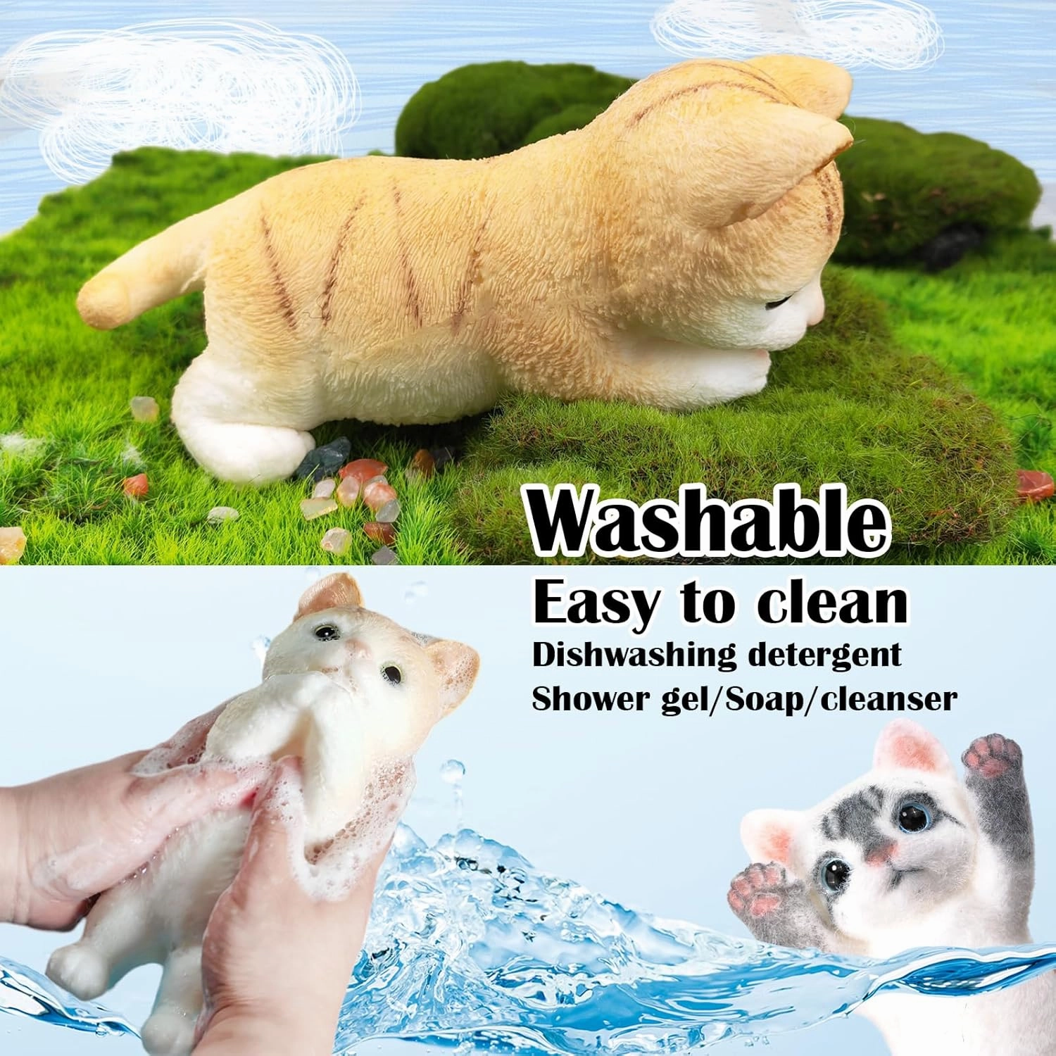 Hand Painted Cat Squishy Toys，Large Ultra Soft Kitty Squeeze Fidget Toy for Stress Relief ,Kawaii Squishies Sticky Animal Toy for Adults Kids,Decompression Sensory Balls for Autism