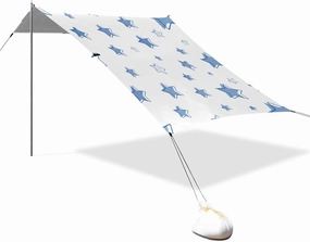 Handdraw Stars Navy Blue White Designed UPF50  Beach Cabana Easy Setup Sun Shelter with Sandbags & Sand Shovel for Camping, Picnics, Backyard & Fishing Sombra para Playa