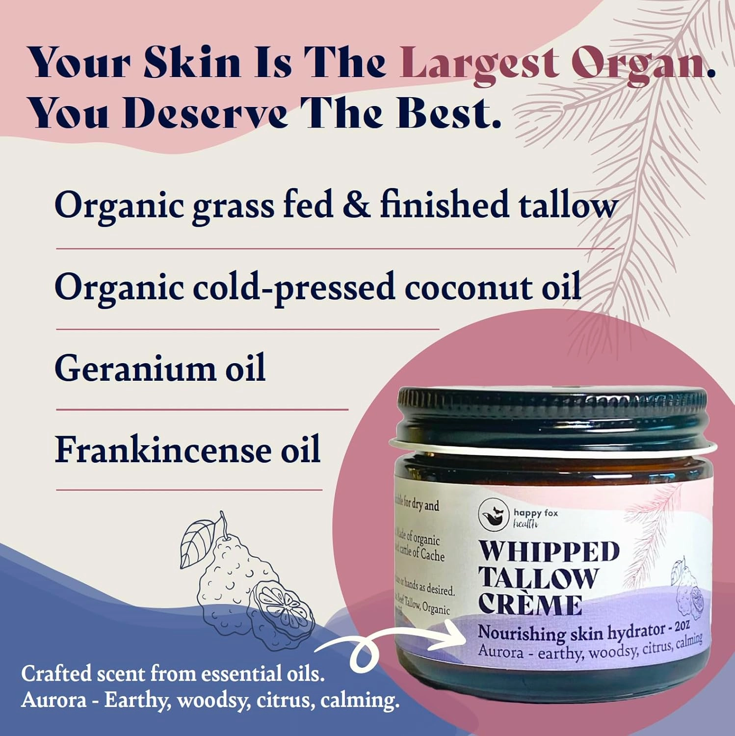 HAPPY FOX Tallow Cream   Sea Moss Vanilla Drops – Organic Skin Balm 2oz   Liquid Irish Sea Moss Extract – Skin Hydration, Thyroid, Collagen, Immunity, Mineral Balance – Clean, Nourishing, Vegan