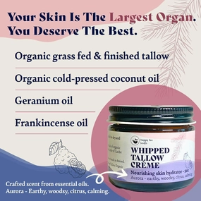 HAPPY FOX Tallow Cream   Sea Moss Vanilla Drops – Organic Skin Balm 2oz   Liquid Irish Sea Moss Extract – Skin Hydration, Thyroid, Collagen, Immunity, Mineral Balance – Clean, Nourishing, Vegan