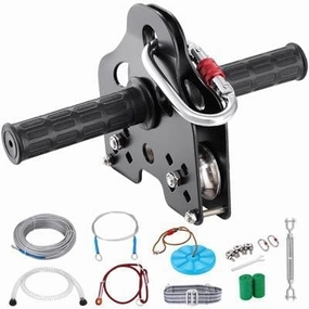 Happybuy 100 ft Zipline Kit for Kids & Adults, Up to 500 lb, Backyard Outdoor Fun, Quick Setup, Stainless Steel, Spring Brake, Safety Harness, Seat for Playground Entertainment