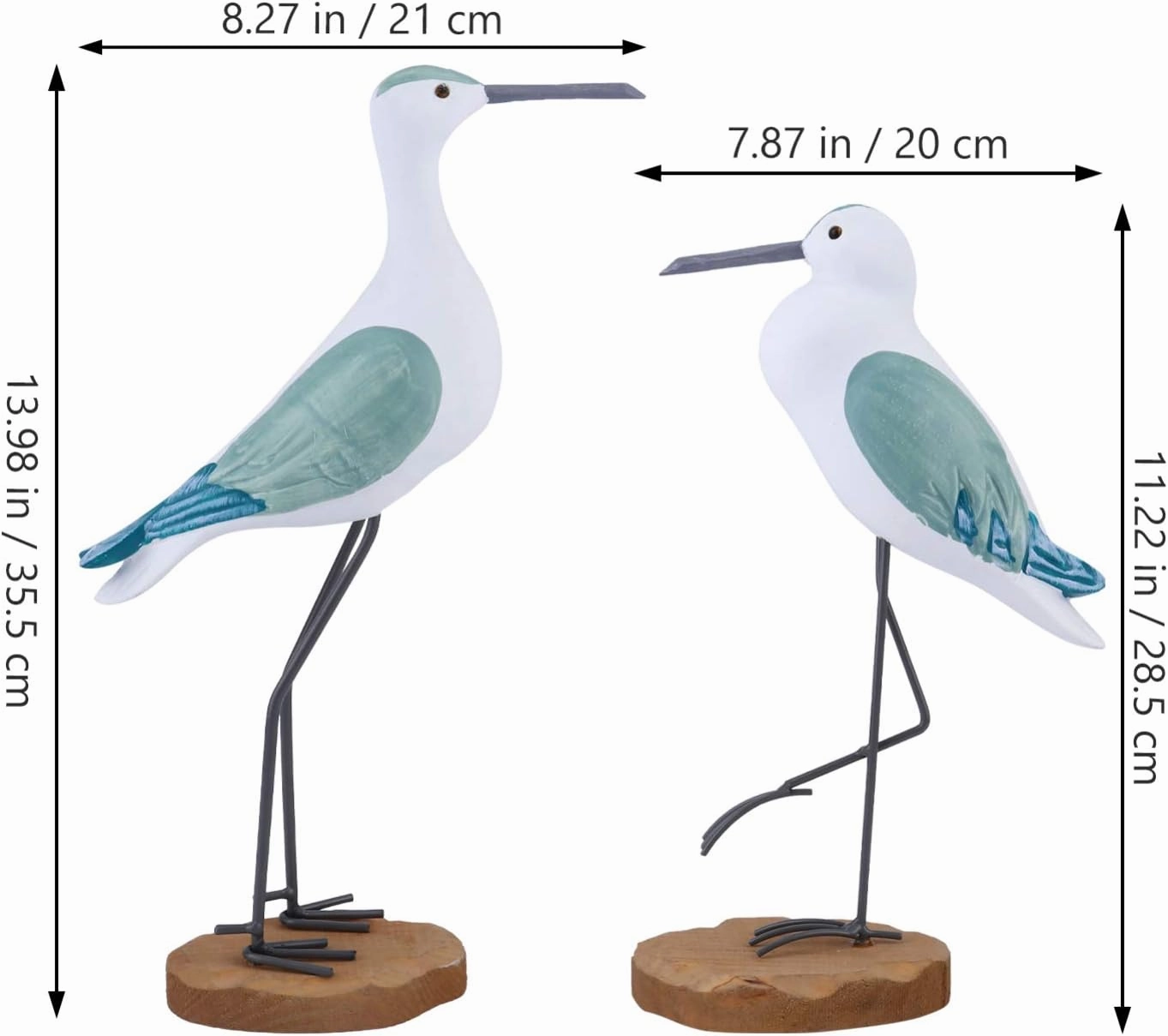 HEALLILY 2pcs Coastal Decor Wooden Seagull Figurine Bird Statue Nautical Coastal Ocean Home Decoration Green