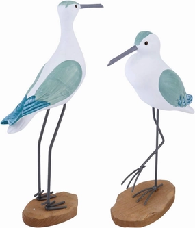 HEALLILY 2pcs Coastal Decor Wooden Seagull Figurine Bird Statue Nautical Coastal Ocean Home Decoration Green