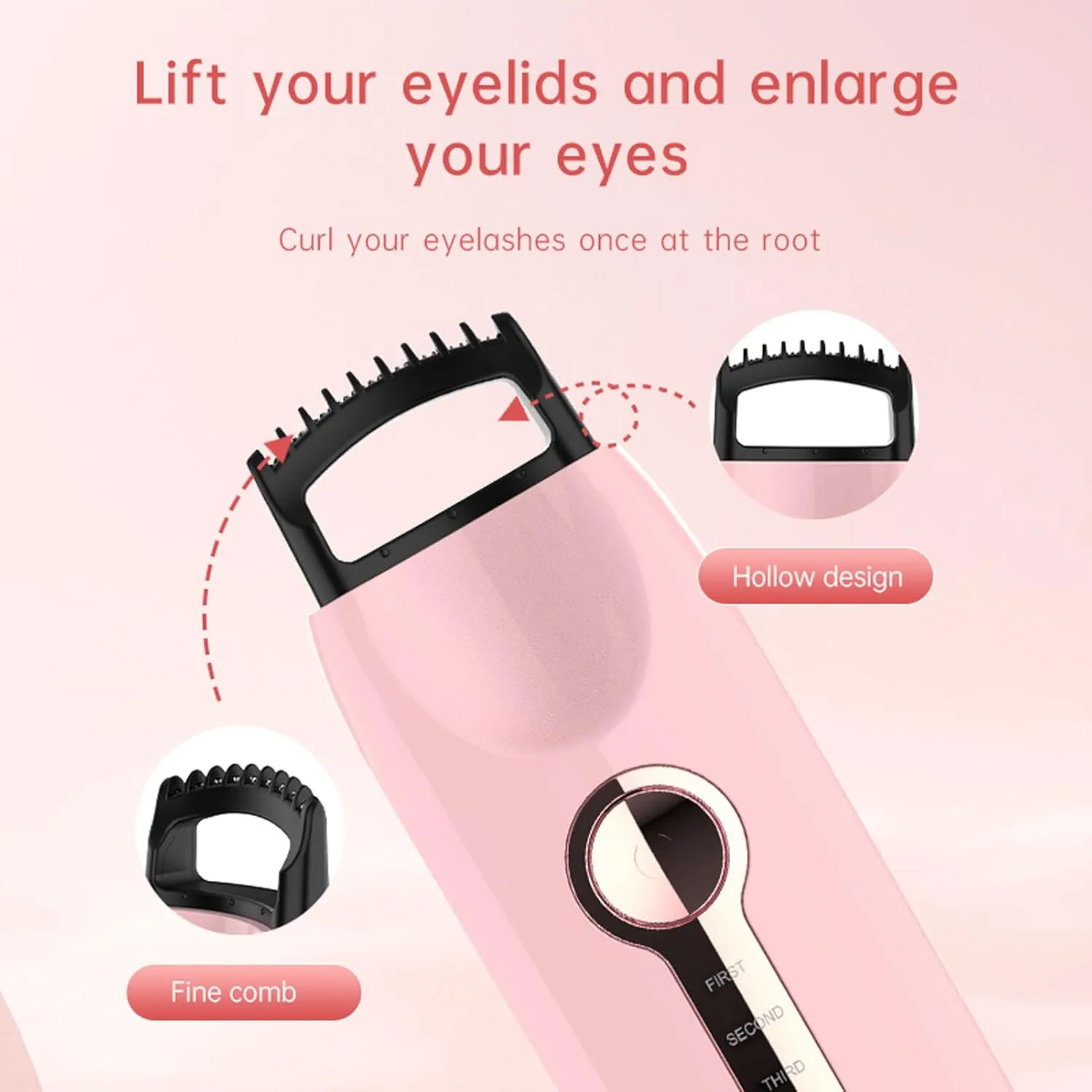 Heated Eyelash Curler, 3 Speed Temperature Control USB Electric Eyelash Curler, Fast Heat Up, Long Lasting Curls, Travel Friendly Type C Rechargeable Heated Lash Curler for Women
