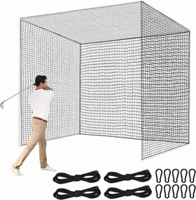 Heavy Duty Nylon Golf Batting Cage, 7.8 * 7.8 * 7.8ft Batting Cage Net with 10 Carabiners and 4 Tie Rope,Durable Golf Practice Net Batting Net for Backyard,Baseball Net Indoor Outdoor (ONLY NET)
