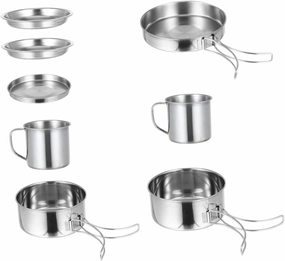 HEMOTON 1 Set Stainless Steel Pot Set Camping Cook Pot Portable Cooking Pot Camping Cooking Essentials Kit Cookware Picnic Camping Kettle Camping Pot Camp Cooking Utensils Silver