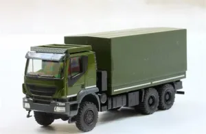 Herpa FOR IVECO TRAKKER 6X6 PRITSCHE/PLANE BUNDESWEHR Flat Truck W/Aquare Roof 1/87 ABS Tank Pre-built Model
