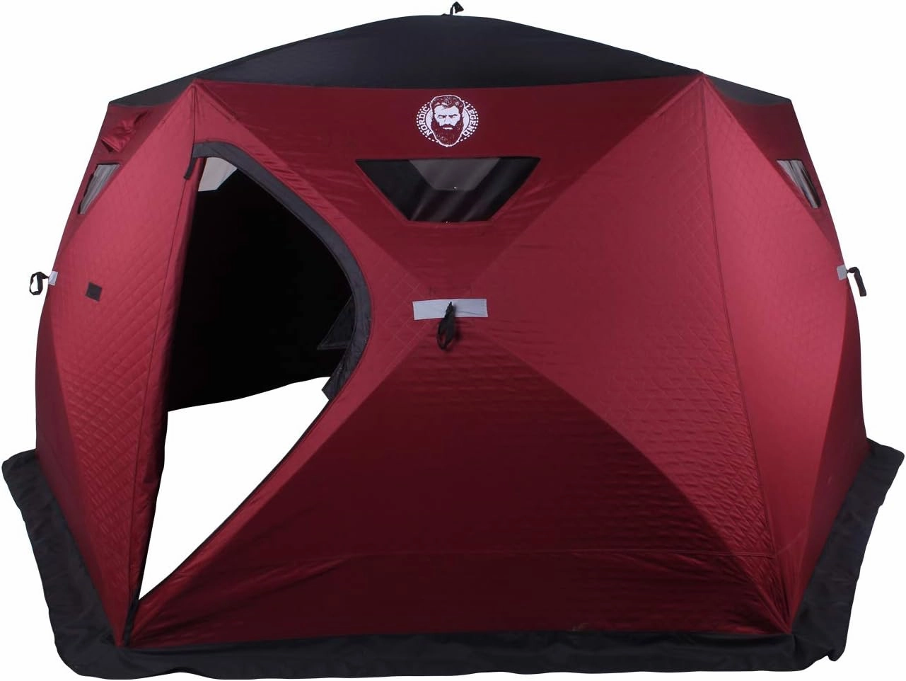 Hex-Hub 8 Man Portable Thermal Ice Shelter, 112 Square Feet of Fishable Area, Portable 8 Person Wide Bottom Insulated Ice Shelter