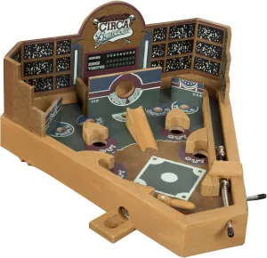 Hey! Play! Baseball Pinball Tabletop Skill Game - Classic Miniature Wooden Retro Sports Arcade Desktop Toy for Adult Collectors and Children, NULL, 13 x 12.25 x 8"