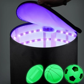 Hiboom UV Light Quick Glow Charger Large LED Recharging Bag for Glow in The Dark Kickball Dodgeball Soccer Football Basketball Volleyball in The Dark Game Teen Adult Sport Enthusiast