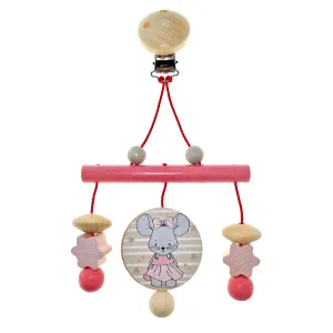 Holzspielzeug 13524 - Wooden Mini Trapeze Ella Mouse Pram Toy with Clip for Attachment, Handmade Motor Skills Toy for Babies