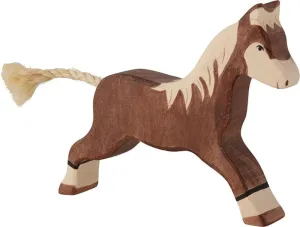 Holztiger Horse Running Toy Figure, Dark Brown