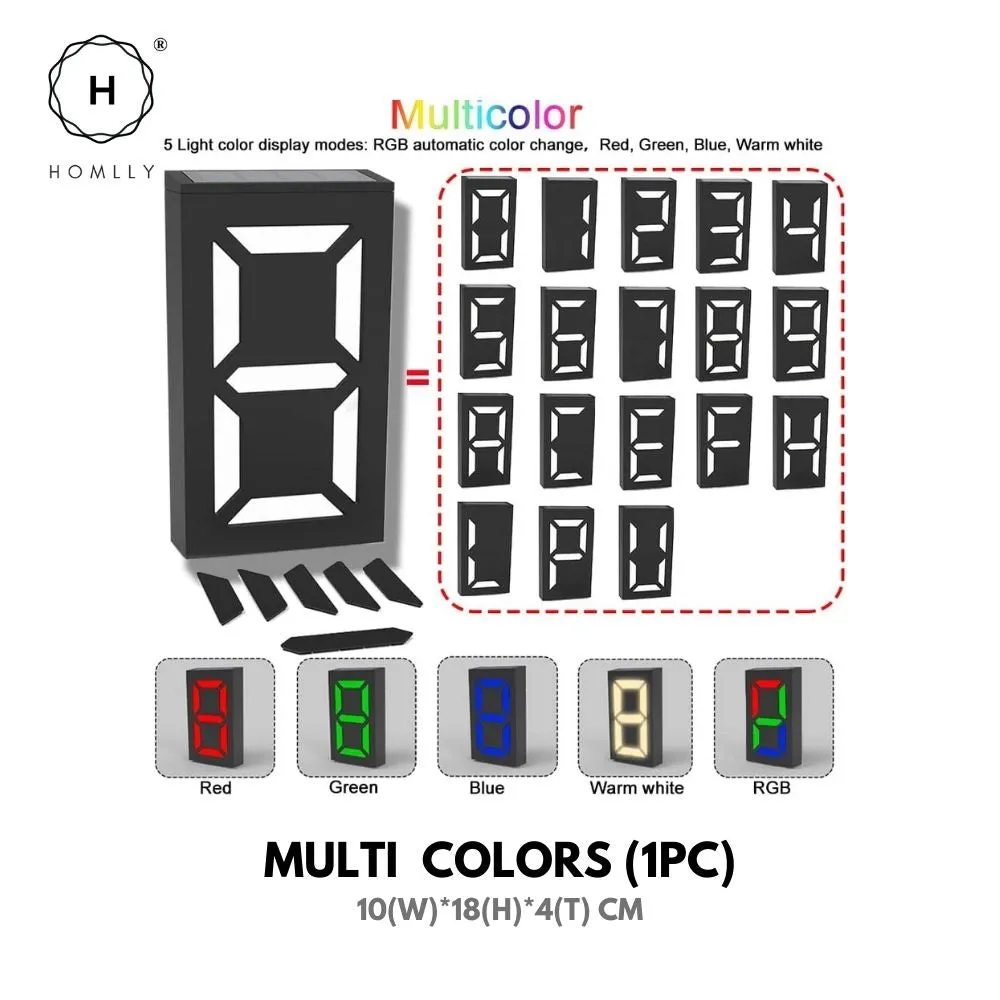 Homlly Solar LED Lighted House Door Number Sign Lamp