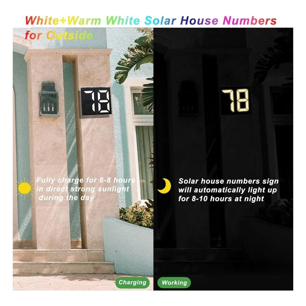 Homlly Solar LED Lighted House Door Number Sign Lamp