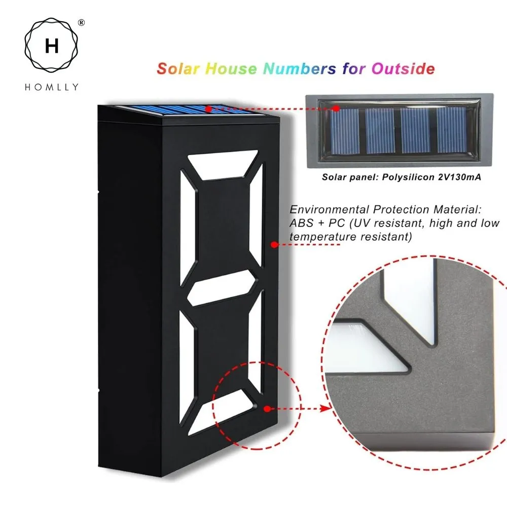 Homlly Solar LED Lighted House Door Number Sign Lamp