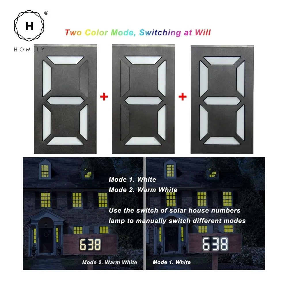 Homlly Solar LED Lighted House Door Number Sign Lamp