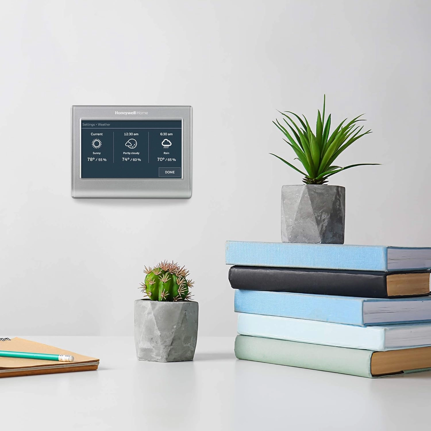 Honeywell Home RTH9585WF Wi-Fi Smart Color Thermostat, 7 Day Programmable, Touch Screen, Energy Star, Alexa Ready, C-Wire Required, Not Compatible with Line Volt Heating Gray
