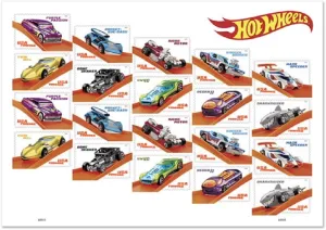 Hot Wheels Cars (Sheet of 20) First-Class Mail Forever Postage Stamps 2018 Scott #5321-5330