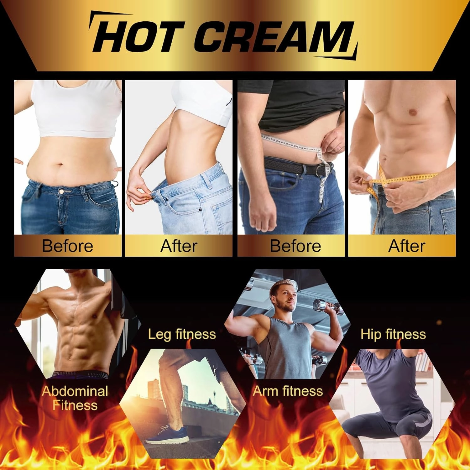 Hot Sweat Cream, Natural Sweat Cream for Belly Fat Burner for Women, Fat Burning Cream for Belly, Hot Cream Weight Loss Workout Enhancer, Cellulite Treatment for Thighs Legs, Arms & Buttocks (2 PCS)