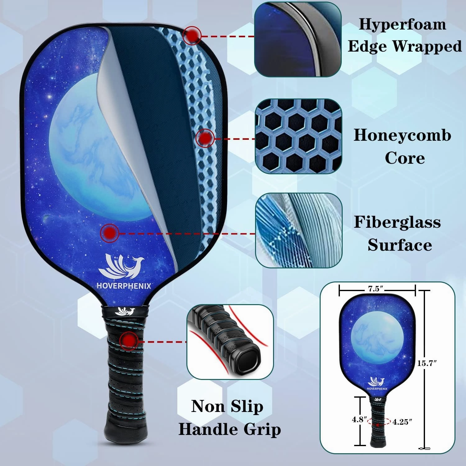 Hoverphenix Pickleball Net for Driveway, 22FT Regulation Size Pickleball Net with Paddles Set of 4, Pickleballs and Carry Bag for Outdoor Indoor Game
