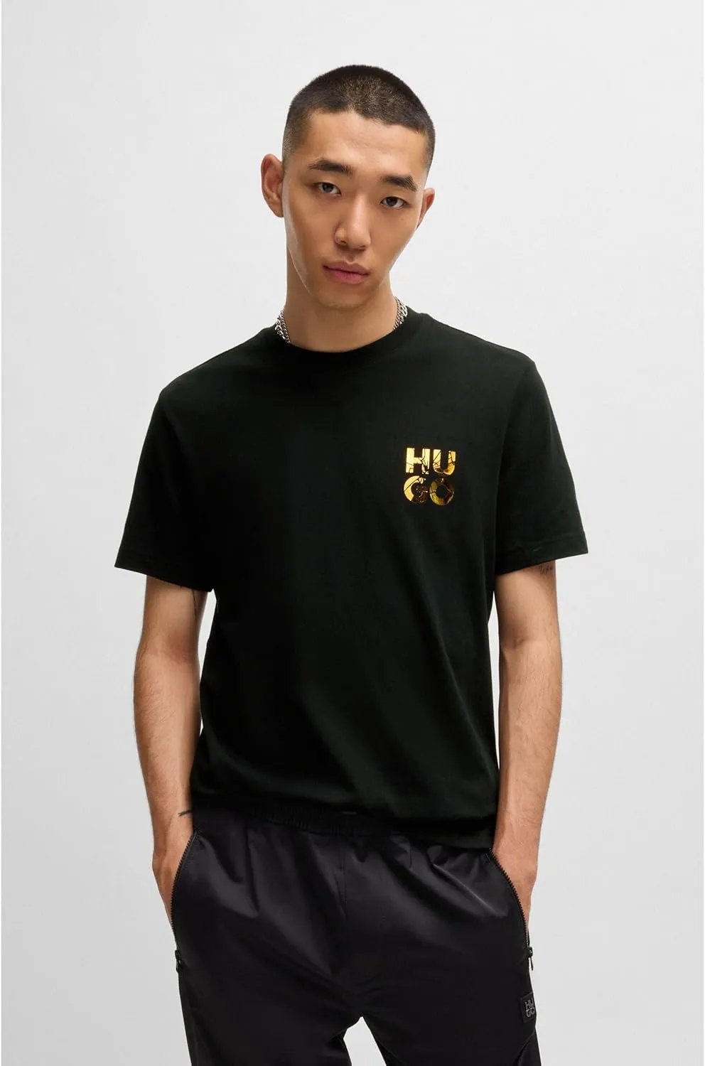 HUGO Men's Stacked Logo Short Sleeve Tshirt