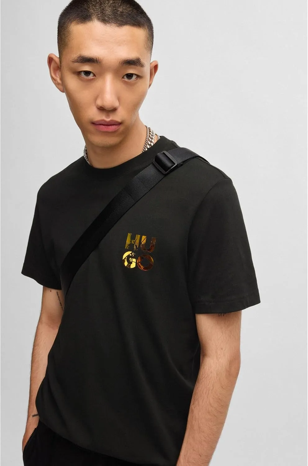 HUGO Men's Stacked Logo Short Sleeve Tshirt