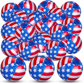 Hungdao 24 Pcs Inflatable USA Pool Beach Balls 6 Inch Pool Ball Mini Beach Balls 4th of July Inflatable Beach Ball Patriotic Stars Stripes Party Favor for Independence Day Summer Beach Party Supplies