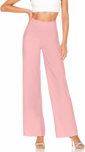 Hybrid & Company Womens Ultra Comfort Ponte Fabric Pull on Casual Wide Leg Pants