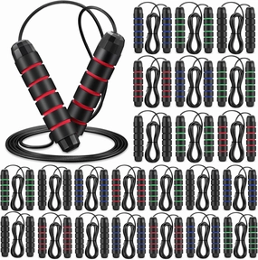 HyDren 24 Pieces Jump Ropes for Fitness with Ball Bearings Speed Jumping Bulk Adjustable Skipping Rope with Foam Handles for Men Women Kids Cardio Training