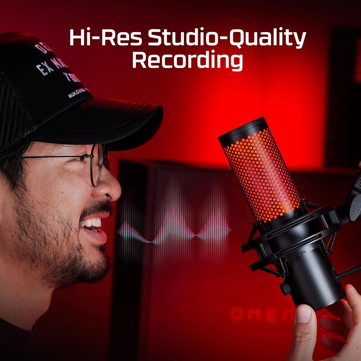 HyperX QuadCast 2 – USB Microphone for Gaming, Streaming and Podcasting, with On-Board Controls, LED Lighting, Removable Shock Mount, PC, Mac, PS5, PS4, USB-C - Black