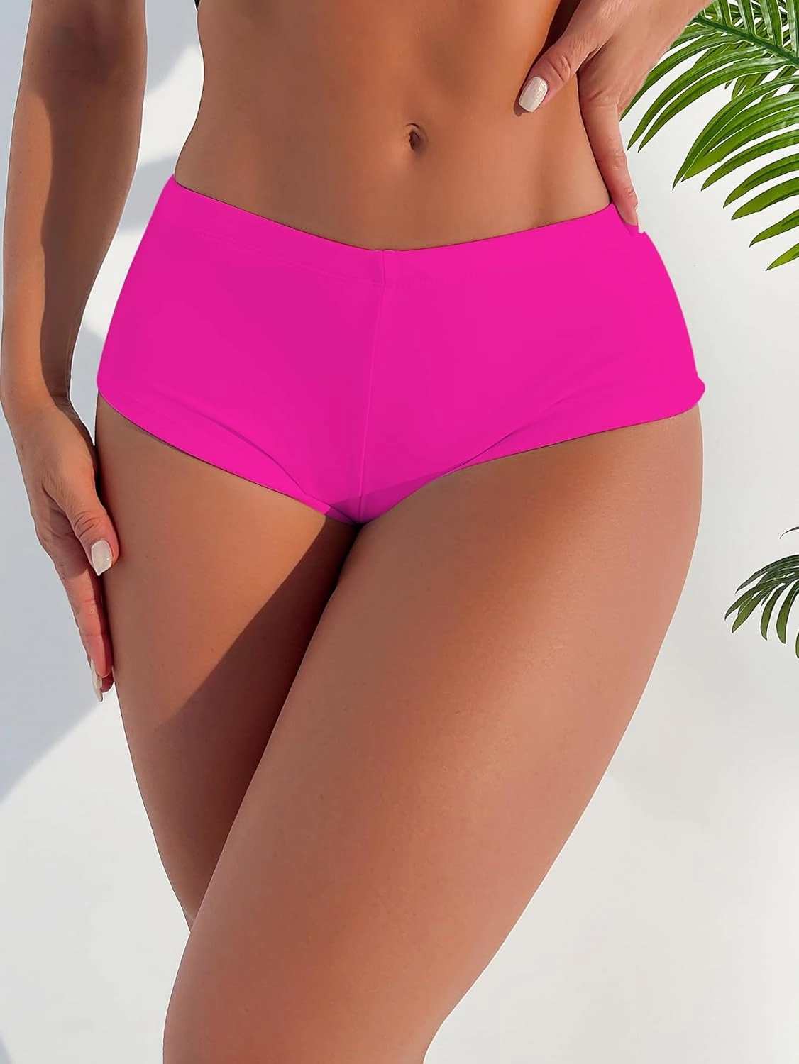 HYTENSUN Women's Cheeky Bikini Bottoms Sexy High Waisted Ruched Brazilian Cut Swim Bottoms