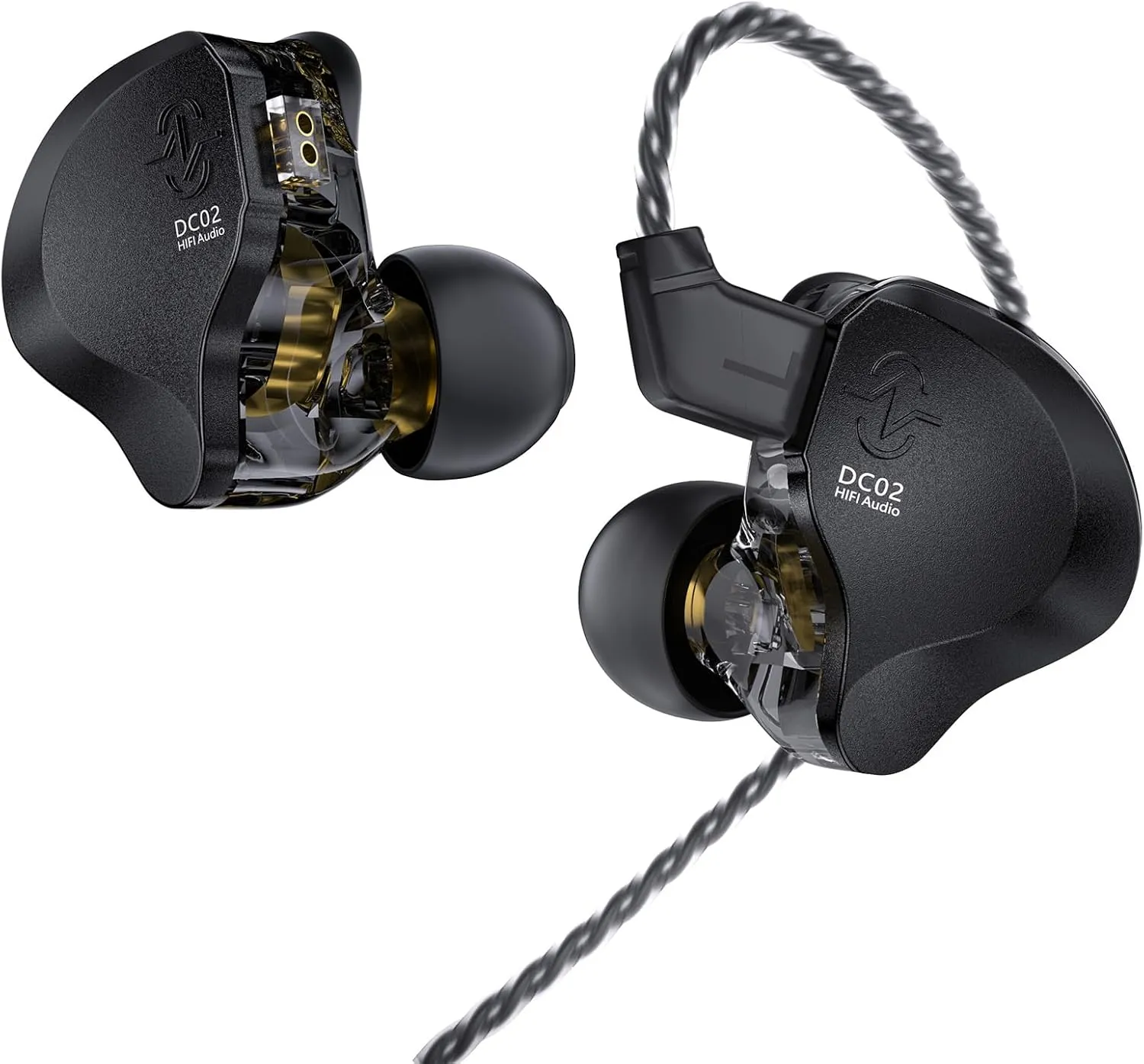 in Ear Monitor Headphones,CCZ DC02 IEM Earphone Dual Magnetic Circuit DD Wired Headphones,Professional Hifi Earphone,Stereo Sound Gaming Earbuds Headphone,CCZ In Ear Monitor for System(Black,No MIC)