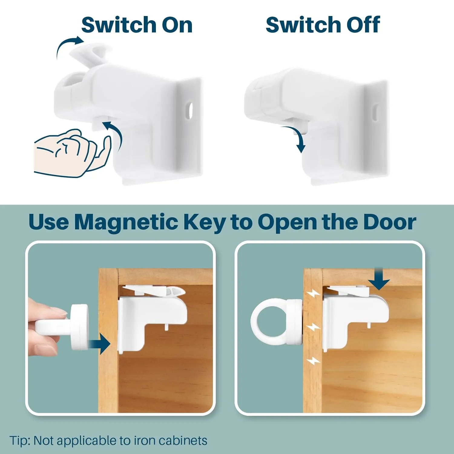 Inaya Magnetic Cabinet Locks Baby Proofing, 12 Locks & 2 Keys, Child Proof Magnet Locks for Cabinet Drawers with Invisible Design, 3M Adhesive for Easy Installation - No Drill & Tools Needed
