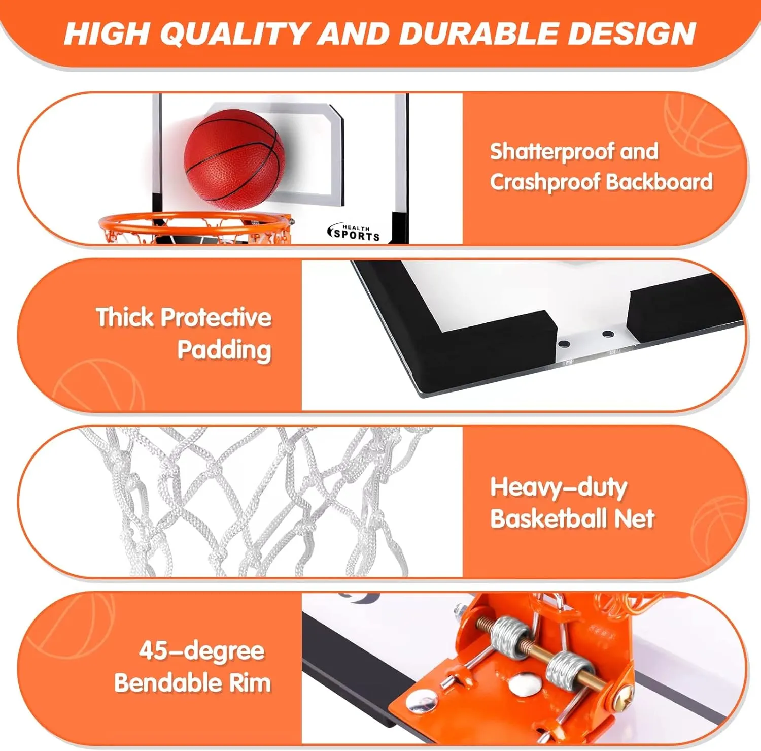 Indoor Mini Basketball Hoop for Kids and Adults - Over The Door Basketball Hoop with Balls, Mini Hoop for Door Wall Office Bedroom, Basketball Toys for Boys Girls Teens