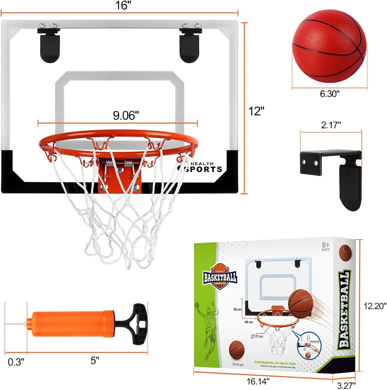 Indoor Mini Basketball Hoop Set Pro with 4 Balls for Kids and Adults for Door & Wall with Complete Basketball Accessories Perfect Christmas Birthday Gifts For Boys Teens