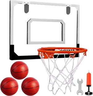 Indoor Mini Basketball Hoop Set Pro with 4 Balls for Kids and Adults for Door & Wall with Complete Basketball Accessories Perfect Christmas Birthday Gifts For Boys Teens
