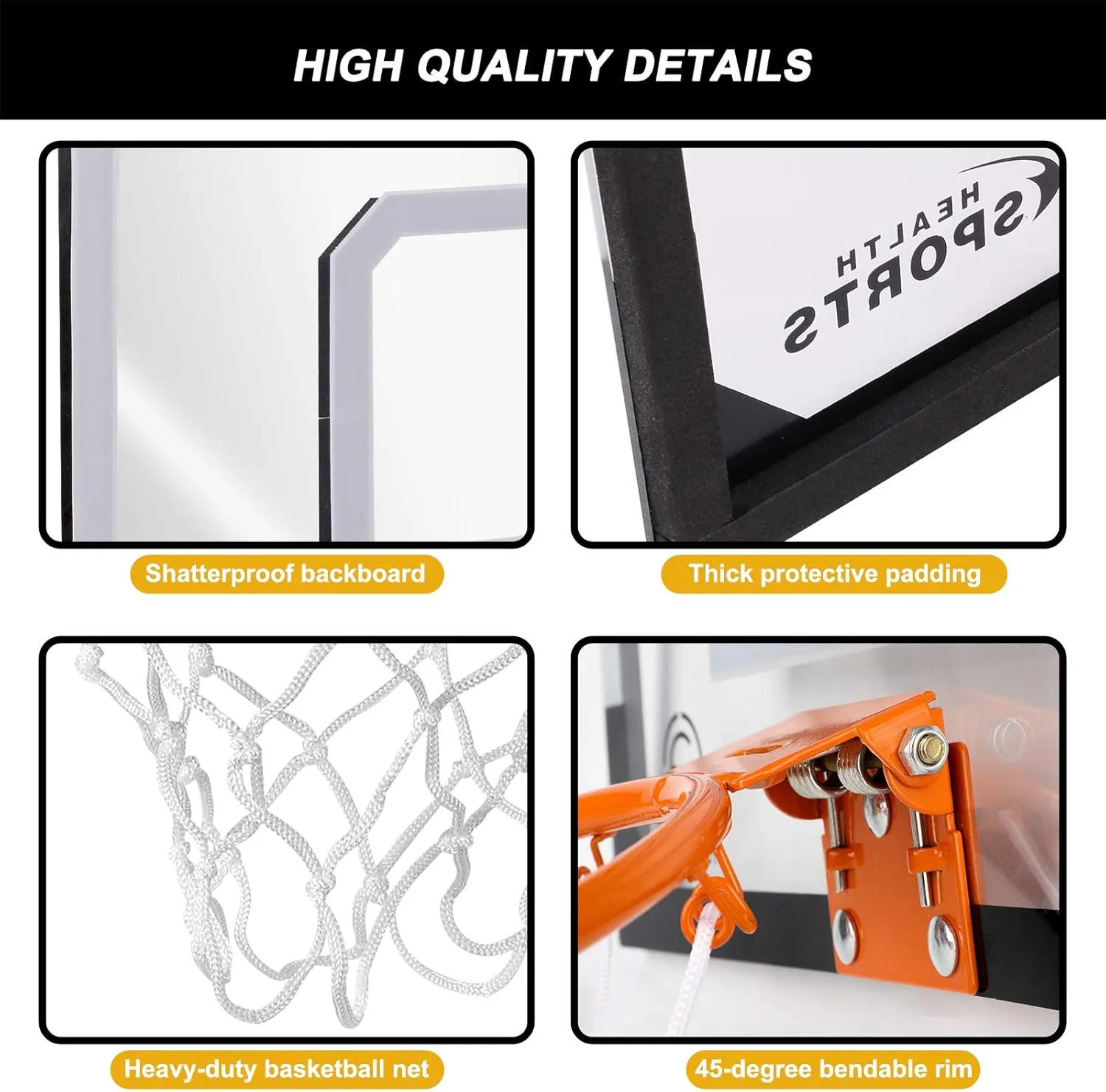 Indoor Mini Basketball Hoop Set Pro with 4 Balls for Kids and Adults for Door & Wall with Complete Basketball Accessories Perfect Christmas Birthday Gifts For Boys Teens