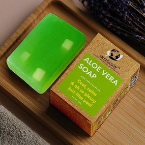 INFIGLOW Aloe Vera Soap with Organic Aloe Vera Gel, Coconut Oil & Olive Oil | 100% Handmade | Chemical-Free | Hydrates, Soothes & Brightens Skin – 100gms