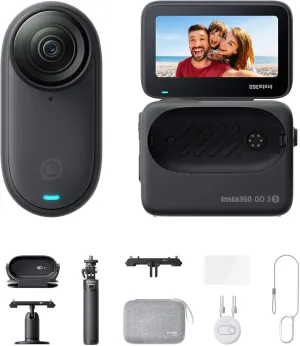 Insta360 GO 3S - 128 GB Ultimate Bundle Black 4K Tiny Portable Vlogging Camera, Hands-Free POVs, Mount Anywhere, Stabilization, 140 Min Battery Life, 10m Waterproof, Pet POV