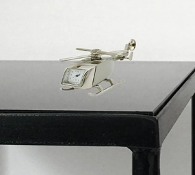 Instrument Analog Table Clock & Helicopter Miniature Desk Clock, Paper Weight Showpiece for Home/Office Decor