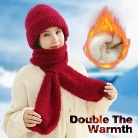 Integrated Ear Protection Windproof Cap Scarf, Elastic Warm Conjoined Ear Protection Knitted Hat, Winter Beanie Hat Scarf