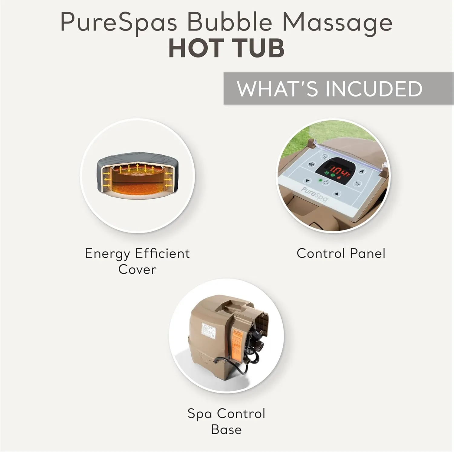 Intex PureSpa 6 Person Bubble Massage Inflatable Hot Tub Spa Set, Sahara Tan - Portable Outdoor Spa Plus Water Heater Pump, Foam Cover, Dispenser Ball