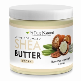 It's Pure Natural - World's First Crude Degummed African Ivory Shea Butter (16 oz) – 100% Pure & Natural Body Butter for Dry, Cracked Skin, Eczema, Stretch Marks & Anti-Aging